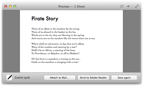 Writing poems? Try [Cochin Lyrik](http://styles.ulyssesapp.com/bundle/Cochin+Lyrik/536352c24d34753d1405dc4e), set up by Stephan Ronkov on the basis of Ulysses’ built-in style Novel Cochin. Just make sure to use soft line break _within_ a verse. 